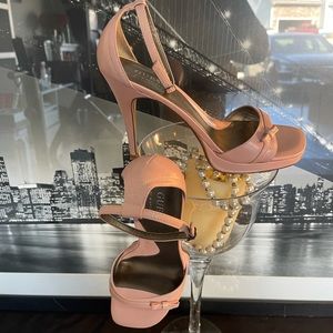 Guess Cassandra LT Pink Leather Ankle Strap Heels